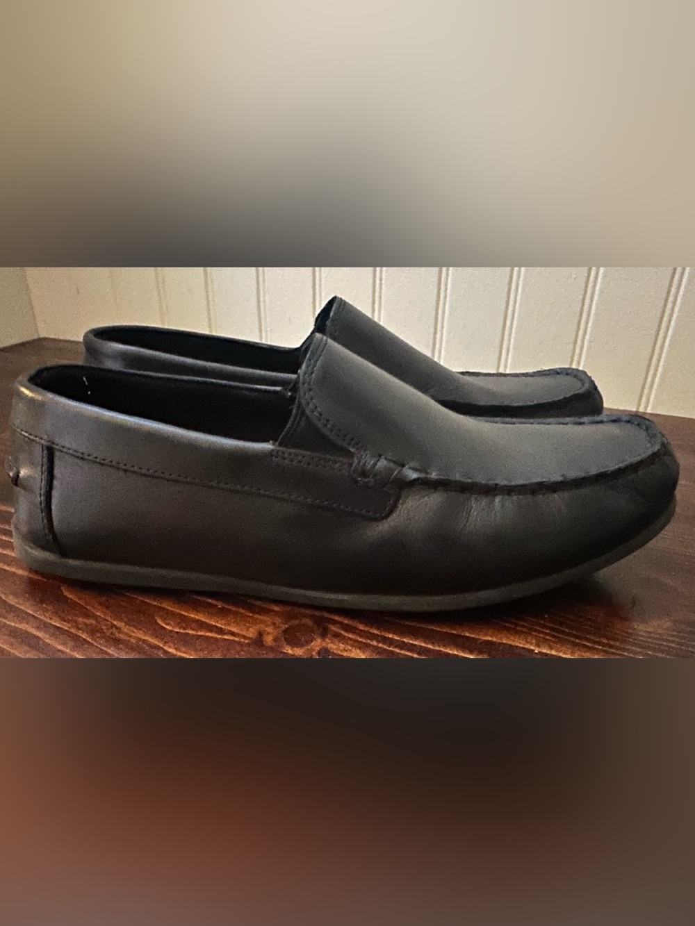 Florsheim Black Leather Slip-On Driving Loafers